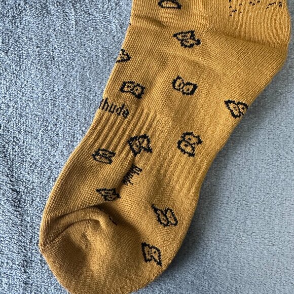 RHUDE Gold + Black Ribbed jacquard poly sock Bandana all over motif pattern - Picture 2 of 4